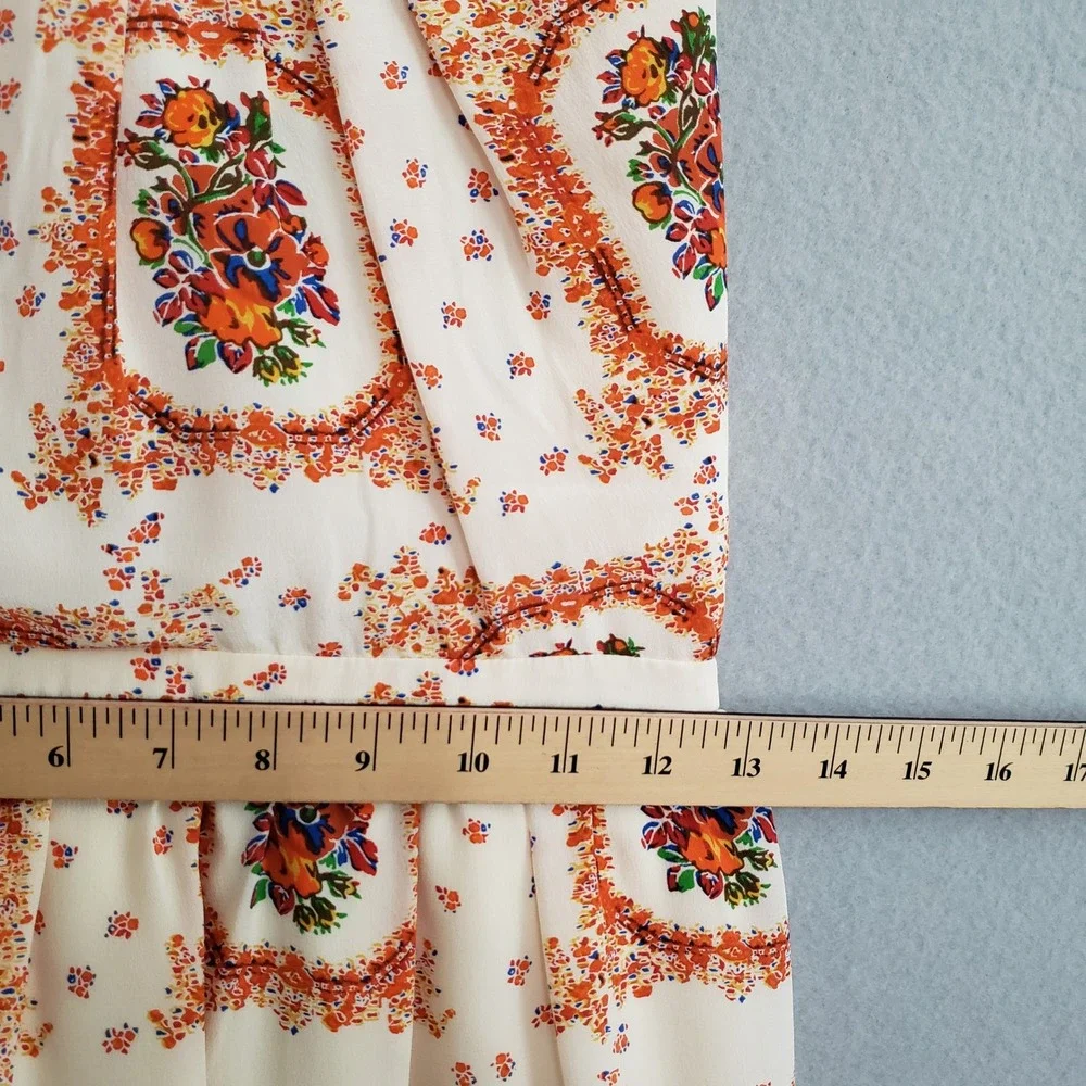 Madewell 2 100% Silk Mini Dress Cream Floral Medallion Boho Sleeveless - Picture 11 of 13